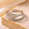 Adjustable silver snake ring with diamond texture on a decorative stone base - Snake Steel Color 9