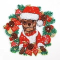 Detailed 5D DIY diamond painting kit featuring a festive Chihuahua in Santa outfit - DZ642-Christmas Chihuahua / 23x23cm