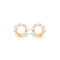 Elegant gold bow floral wreath earrings with pearls and crystals on a white background - Gold Style 15-Butterfly Wreath