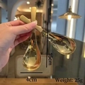 Zweier-Set bernsteinfarbene Dessertlöffel aus Harz mit runden Köpfen und Glanzfinish - Gold Matt