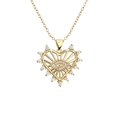 Collana cuore oro con ciondolo malocchio e cristalli di zirconia micro-incastonati - Cuore Malocchio