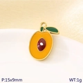 Golden mango slice pendant with orange enamel for DIY jewelry making 15x9mm - Mango Slice (KLJ10749-ZLA)