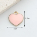 Pink enamel heart charm with gold metal edges measuring 1.2cm for DIY jewelry making - Small Pink Heart