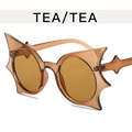 Hip-hop bat-shaped novelty sunglasses for women in translucent tea color finish - One Size / Tea Frame Tea Lens