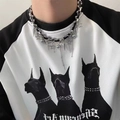 Y2K punk style layered star and spike pendant necklace for women on aesthetic model - Studded Pearl Splicing Necklace