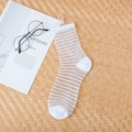 Women's ultra-thin transparent crystal socks with white horizontal stripes and mesh texture - White Horizontal Stripe