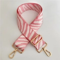 Adjustable pink and white zebra pattern canvas strap with gold metal lobster clasps - Pink