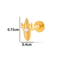 Titanium gold tulip labret stud with crystal and flat back, 7.5mm length and 4mm width - Trident Shape (T2512-5#) / Gold