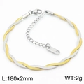 Two-tone woven snake chain bracelet in gold and silver finish stainless steel - Gold Silver Two-Tone Twisted Snake Chain Style (KB181318-Z) / 180*2mm