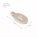 Polished stainless steel oval pendant charm featuring engraved letter P for DIY jewelry - Letter P(ZA2254S-P) / Pendant Only / Silver
