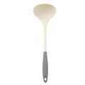 Two-tone silicone soup ladle in beige and grey with a convenient hanging hole - White Grey Soup Spoon