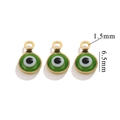 6mm 18K gold-plated stainless steel devil eye connector with green enamel finish - Single Hole / Gold-Green