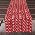 Red Christmas table runner featuring white Santa Claus pattern and Ho Ho typography decor - 33*183cm / Red Base White HO HO HO