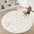 Modern round cream office chair mat with colorful polka dots and soft plush texture - Circle Fleece-Polka Dot