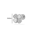 Silver F136 titanium lucky clover labret stud with zircon inlay for cartilage piercing - 4# Clover Style (Silver)