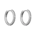 925 silver hoop earrings with pavé set cubic zirconia and spring clasp closure - Pave Set Silver (10mm) (A0716C)