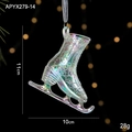 Iridescent acrylic ice skate ornament with scroll patterns for Christmas tree decor - Iridescent Ice Skates