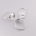 Three pieces of adjustable silver round tray rings for DIY jewelry making - 8mm / Silver
