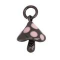 Cute gold-plated mushroom pendant in black and pink enamel finish with open loop - Mushroom Model B / Black