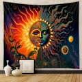 Detalle de tapiz psicodélico sol luna con patrones artísticos de colores vibrantes - 73x95cm (Tela Cepillada) / GT230305-Sol Luna Trippy