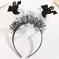 Halloween headband with glittery black ghost and tinsel decor for party styling - Glitter Ghost B&W Tinsel