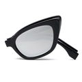 Fashionable black cat-eye sunglasses with silver reflective lenses for a modern retro look - Black Frame Silver Lens