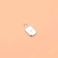 925 silver rectangle pendant with star-set zircon on peach background - Rectangle Silver
