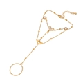 Golden finger bracelet with heart charm and white beads on a clean white background - Heart Beaded Style (9#)