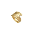 Goldener Titanstahlring mit verstellbarem, offenem Design in Doppelblatt-Optik - Gold (R305100)