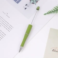 Creative grass green DIY beaded ballpoint pen with a matte finish and silver metal tip - Matcha Green