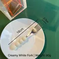 304 stainless steel dessert fork with creamy white ceramic handle, 18cm length - Fork / Cream