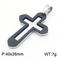 Collier pendentif croix minimaliste en acier noir et argent avec détails de taille 40x26mm - Style A - Bicolore Argent Noir (Sans Chaîne)