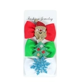 Christmas bow hair clips set with glitter Santa, tree and snowflake patterns - Set of 3 / Christmas