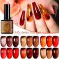 8ml jelly amber nail gel set with 6 colors and glossy finish professional nail swatches - 6 Colors Amber Set