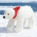 Peluche di orso polare bianco realistico con sciarpa rossa a fiocchi di neve - 45x26cm / Stile Sciarpa Rossa Con Piccoli Fiocchi di Neve