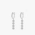 Funkelnde S925 Sterling Silber lange Quasten Blumenohrringe mit klaren Zirkonia - Ohrringe