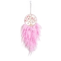 Pink Tree of Life dream catcher pendant featuring delicate feathers and beadwork details - Camellia Tree