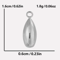 Poliertes silbernes Edelstahlanhänger-Wassertropfen-Design 1,6cm für DIY-Schmuckherstellung - S2011-Silber
