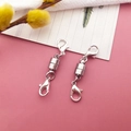 Set of two silver magnetic cylinder clasps with lobster claw hooks for jewelry making - White K Cylindrical Magnetic Clasp / 6x37mm