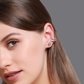 Ear cuff a serpente dorato con cristalli bianchi e occhi verdi per orecchie non forate - Clip da orecchio a serpente con occhi verdi (orecchio sinistro) (1269) / Oro KC