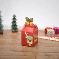 Christmas gift box in red with reindeer and bell design, festive apple packaging cube - S8826 Red Elk / Flat Shipping