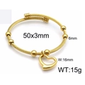 Bracciale a filo dorato con ciondolo a cuore, trama a spirale e perline, 50x3mm - Bracciale (KB87114-Z) / 50x3mm / Oro (KB87114-Z)