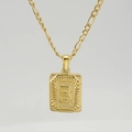 18K gold-plated stainless steel necklace featuring rectangular pendant with letter B - Gold Letter B (With Chain)