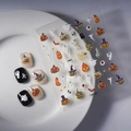 5D embossed Halloween nail stickers featuring pumpkins and ghosts on a white ceramic plate - Halloween Mixed Elements (FEB-562)