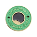 Spilla rotonda in smalto verde menta Gilmore Girl con bordi dorati e stelle incise - Qhxz123