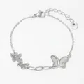 Elegante zilveren roestvrijstalen vlinderarmband met zirkonia en parelmoer inleg - Zilveren Armband (PB712)