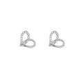 Boucles d'oreilles cœur en acier argenté avec zircons brillants pour femme élégante - Clous de Coeur en Strass Pavés Latéraux (E304073) / Zirconia Argent Acier