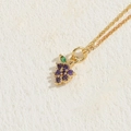 Gold-plated necklace with a grape pendant featuring purple and green zircon stones - Grapes