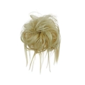 Light blonde messy bun hair piece with fluffy synthetic curls on white background - Platinum Blonde (613C)