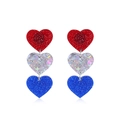 Three-layer heart earrings with red, silver, and blue glitter Independence Day style - Style 9-Three-Layer Glitter Heart Acrylic Earrings